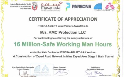 Certificate of appreciation 16M-Safe Working Man Hours